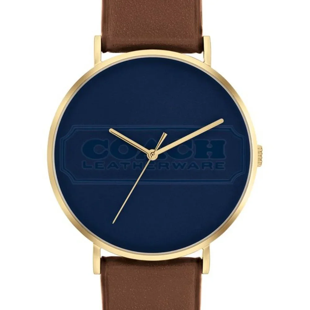 Coach Charles Saddle Leather Strap Watch 41mm